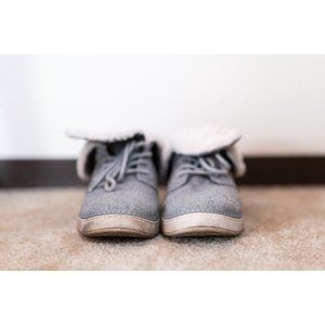 Madden Shearling and Gray Sneakers, Size 7.5